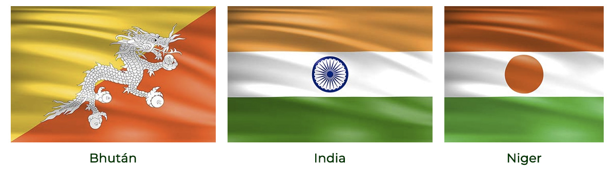 Bhután, India, Niger zászlaja